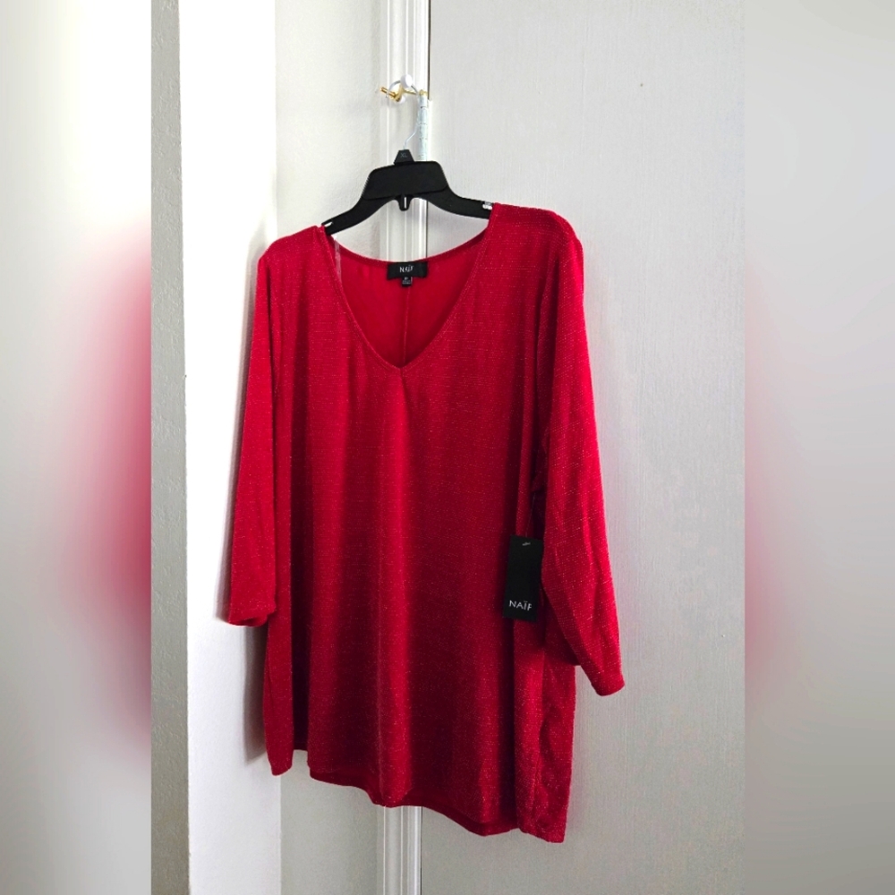 Plus-Size 3x RED Shimmer Blouse.        ☆ NEW ☆